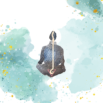 Watercolour of a person meditating